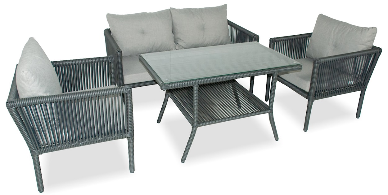 Zestaw mebli ogrodowych Blosset z sofą, dwoma forelami i wysokim stolikiem aluminium ciemnoniebieski