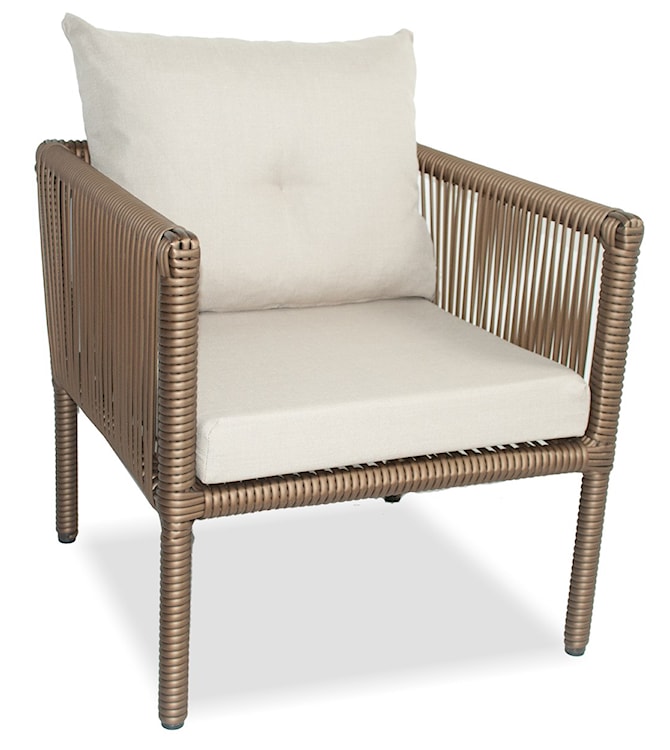 Zestaw mebli ogrodowych Blosset z sofą, dwoma fotelami i stolikiem aluminium brązowy  - zdjęcie 3