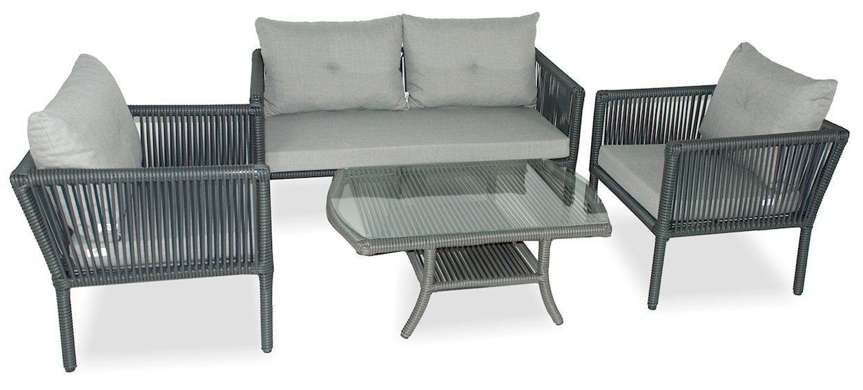 Zestaw mebli ogrodowych Blosset z sofą, dwoma fotelami i stolikiem aluminium ciemnoniebieski