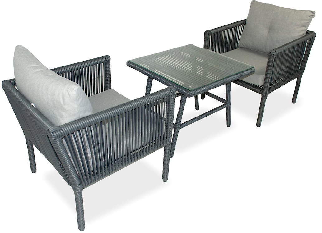Zestaw mebli ogrodowych Blosset z dwoma fotelami i stolikiem aluminium ciemnoniebieski