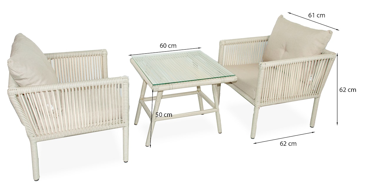 Zestaw mebli ogrodowych Blosset z dwoma fotelami i stolikiem aluminium kremowy  - zdjęcie 4