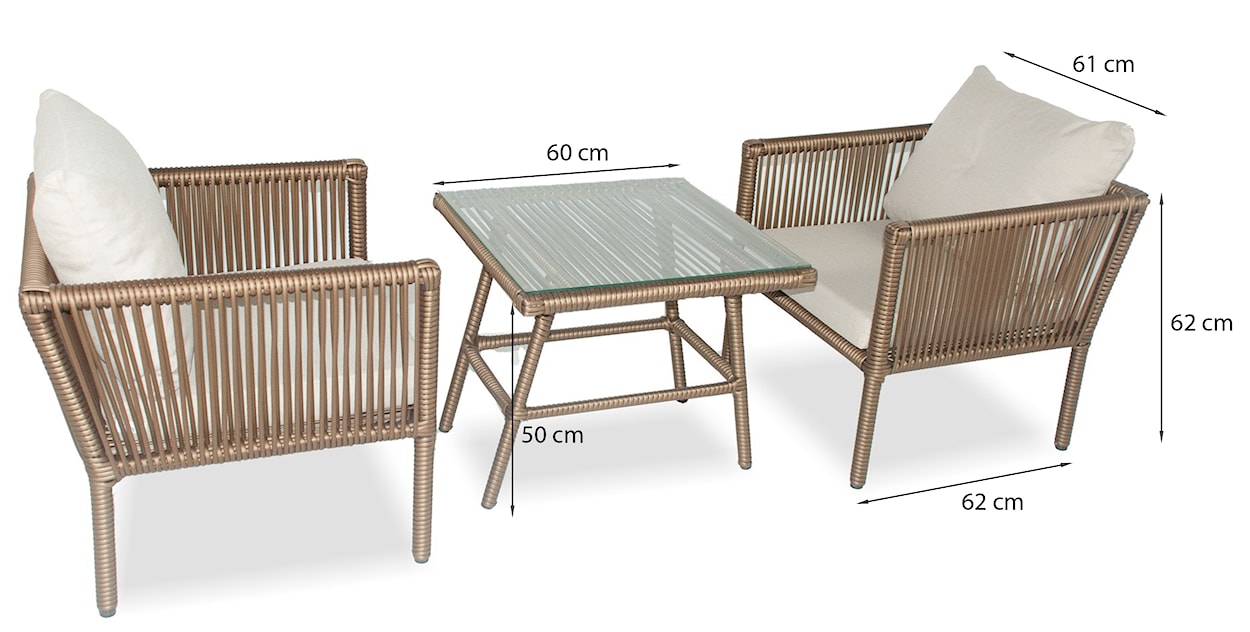Zestaw mebli ogrodowych Blosset z dwoma fotelami i stolikiem aluminium brązowy  - zdjęcie 4