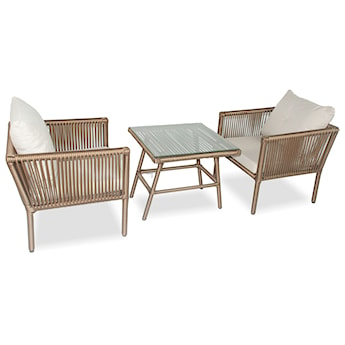 Zestaw mebli ogrodowych Blosset z dwoma fotelami i stolikiem aluminium brązowy