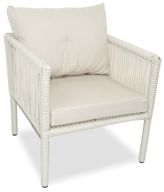 Zestaw mebli ogrodowych Blosset z sofą, dwoma fotelami i stolikiem 100 cm aluminium kremowy  - zdjęcie 2