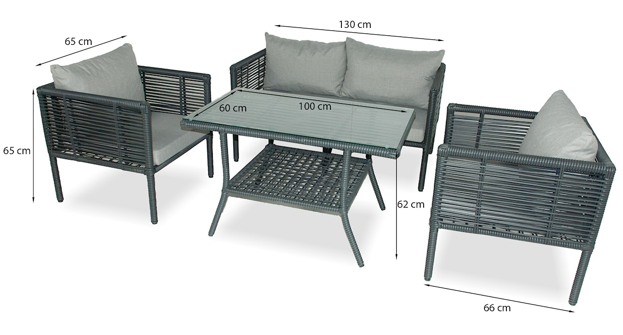 Zestaw mebli ogrodowych Callare z sofą, dwoma fotelami i stolikiem 130 cm aluminium ciemnoniebieski  - zdjęcie 5