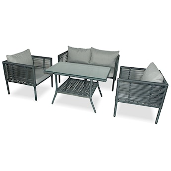 Zestaw mebli ogrodowych Callare z sofą, dwoma fotelami i stolikiem 130 cm aluminium ciemnoniebieski