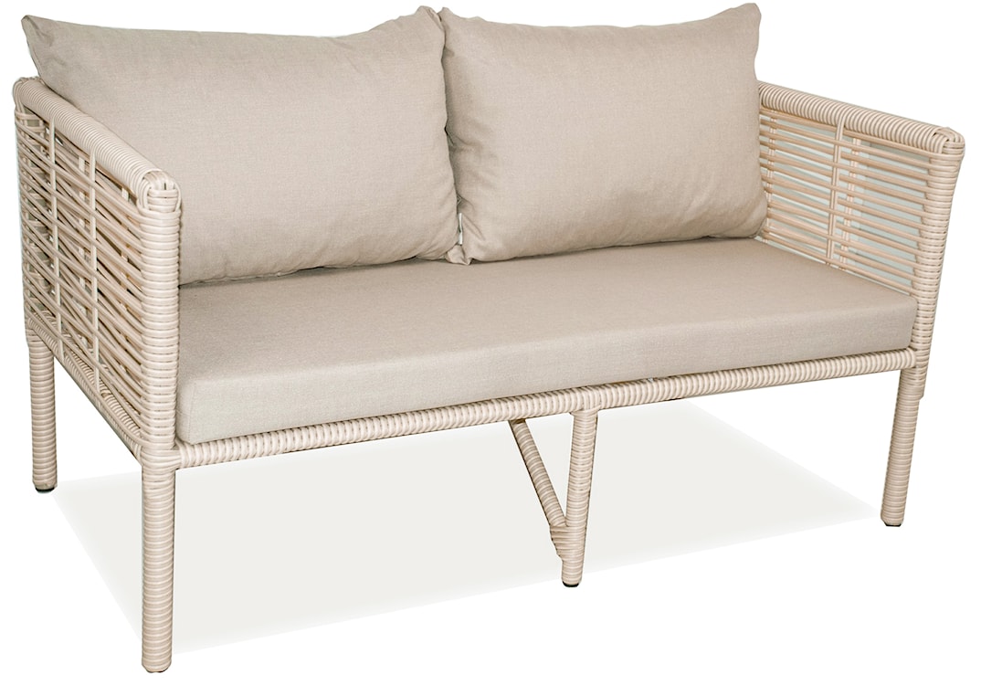 Zestaw mebli ogrodowych Callare z sofą, dwoma fotelami i stolikiem 130 cm aluminium kremowy  - zdjęcie 2