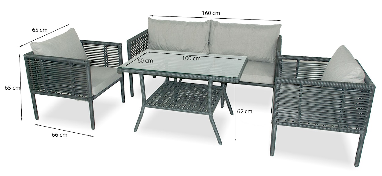 Zestaw mebli ogrodowych Callare z sofą, dwoma fotelami i stolikiem 160 cm aluminium ciemnoniebieski  - zdjęcie 5
