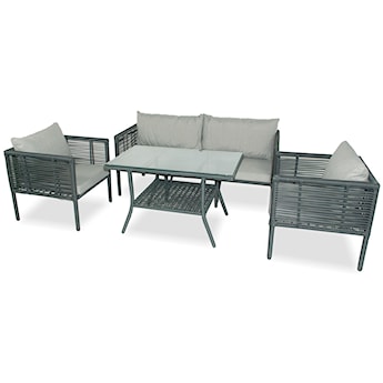 Zestaw mebli ogrodowych Callare z sofą, dwoma fotelami i stolikiem 160 cm aluminium ciemnoniebieski