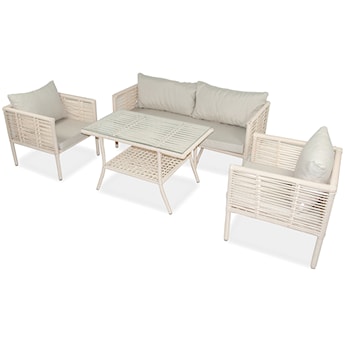 Zestaw mebli ogrodowych Callare z sofą, dwoma fotelami i stolikiem 160 cm aluminium kremowy