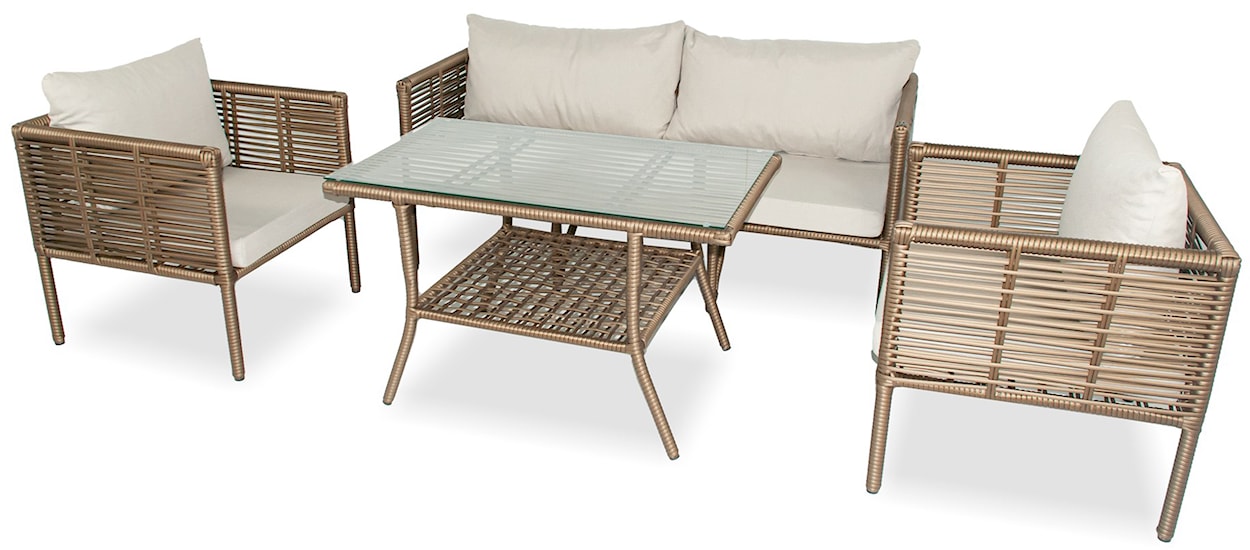 Zestaw mebli ogrodowych Callare z sofą, dwoma fotelami i stolikiem 160 cm aluminium brązowy