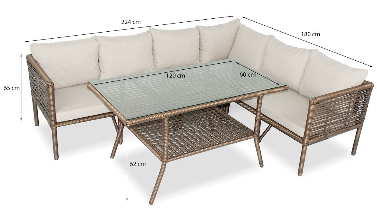 Zestaw mebli ogrodowych Callare z narożnikiem i stołem aluminium brązowy  - zdjęcie 3