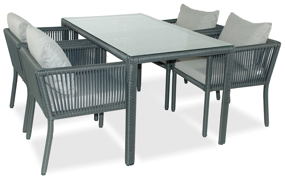 Zestaw mebli ogrodowych Ronness z czterema fotelami i stołem 140 cm aluminium ciemnoniebieski