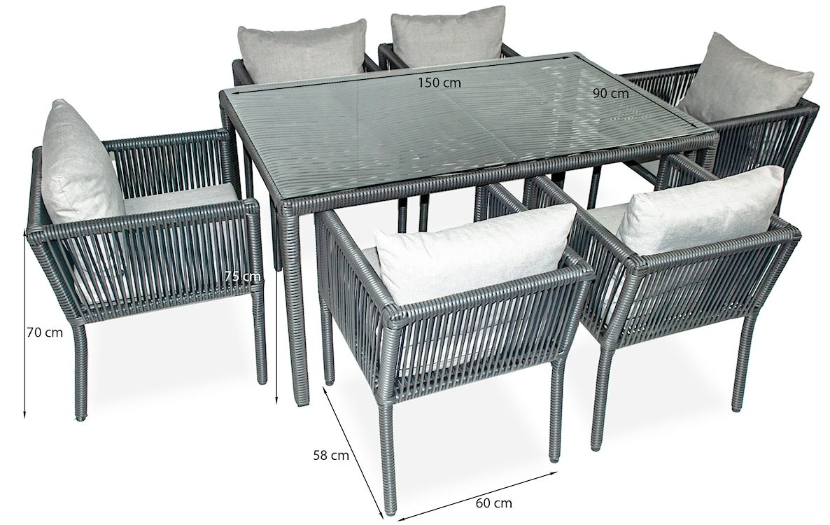 Zestaw mebli ogrodowych Ronness z sześcioma fotelami i stołem 150 cm aluminium ciemnoniebieski  - zdjęcie 3