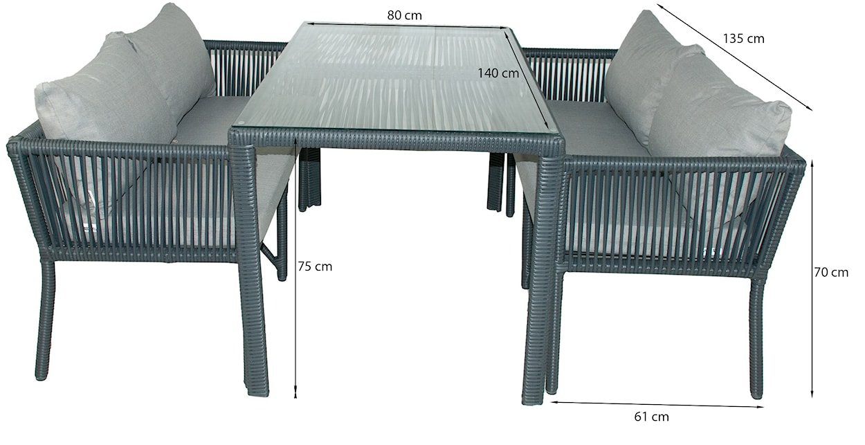 Zestaw mebli ogrodowych Ronness z dwoma sofami i stołem aluminium ciemnoniebieski  - zdjęcie 4