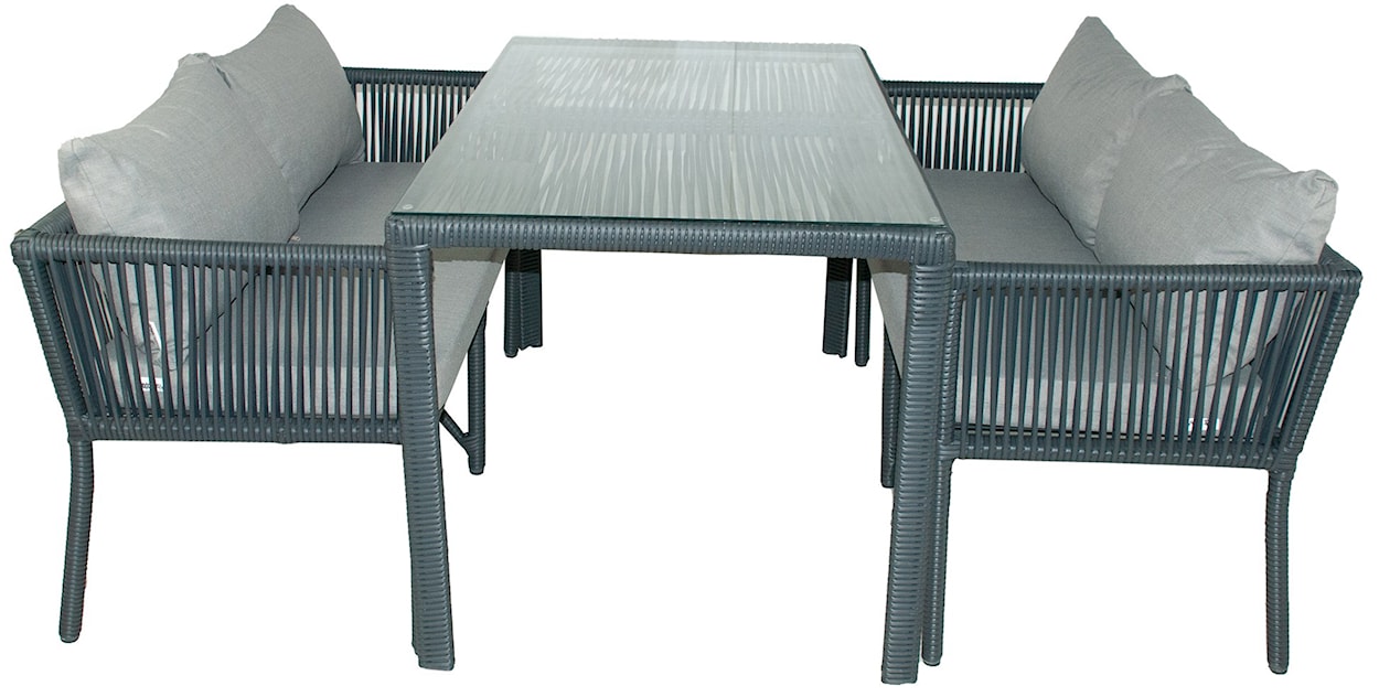 Zestaw mebli ogrodowych Ronness z dwoma sofami i stołem aluminium ciemnoniebieski