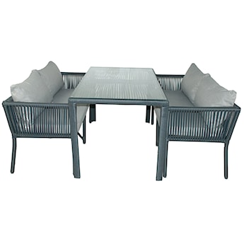 Zestaw mebli ogrodowych Ronness z dwoma sofami i stołem aluminium ciemnoniebieski
