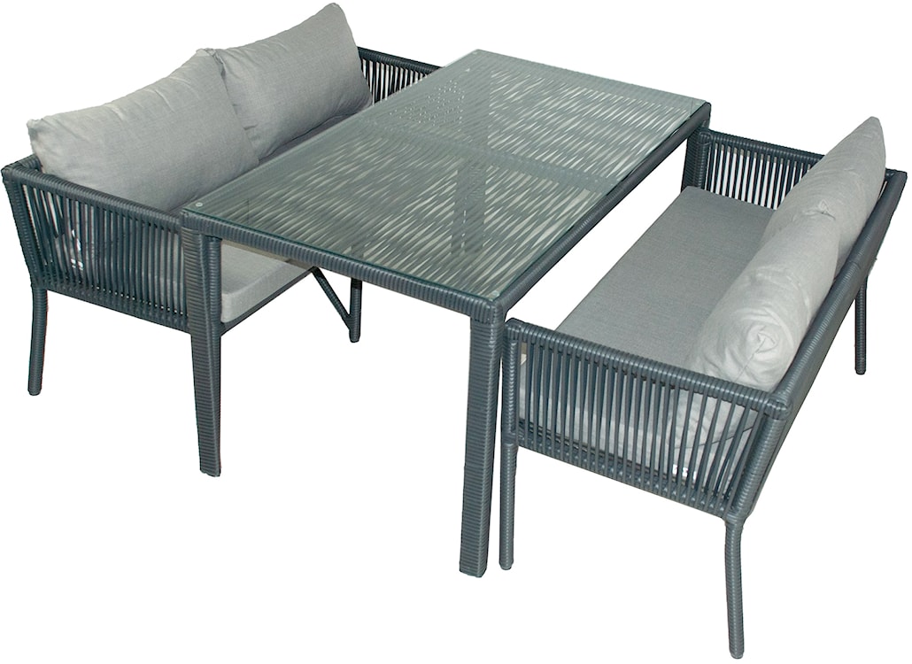 Zestaw mebli ogrodowych Ronness z dwoma sofami i stołem aluminium ciemnoniebieski  - zdjęcie 2