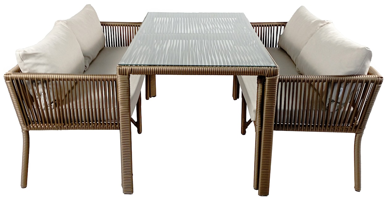 Zestaw mebli ogrodowych Ronness z dwoma sofami i stołem aluminium brązowy