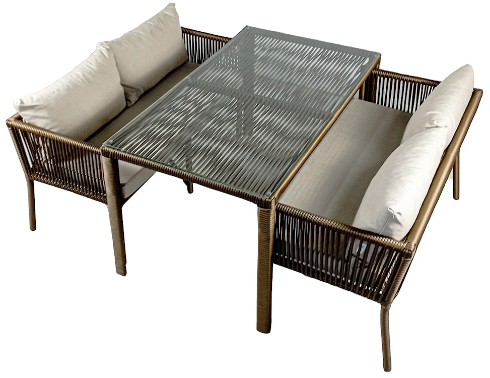 Zestaw mebli ogrodowych Ronness z dwoma sofami i stołem aluminium brązowy  - zdjęcie 2