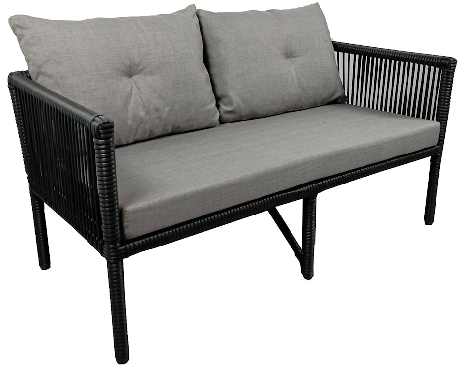 Zestaw mebli ogrodowych Blosset z sofą, pufą i stolikiem technorattan czarny  - zdjęcie 2