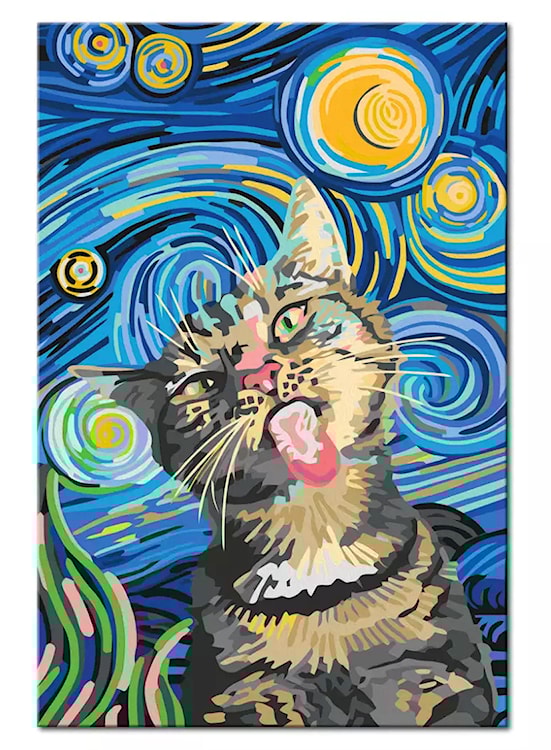 Obraz do malowania po numerach Zakręcony kot 60x40 cm  - zdjęcie 3
