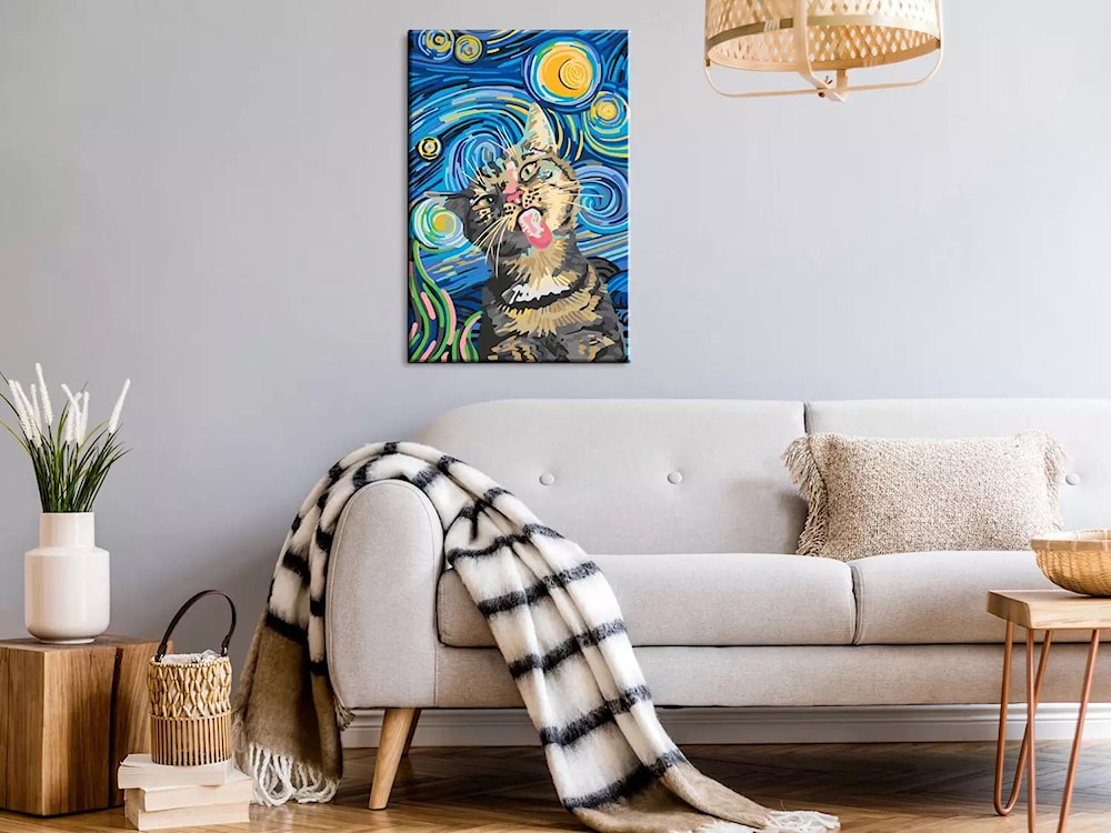 Obraz do malowania po numerach Zakręcony kot 60x40 cm  - zdjęcie 2
