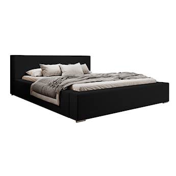 Łóżko tapicerowane 160x200 cm Pancetto z pojemnikiem czarny sztruks