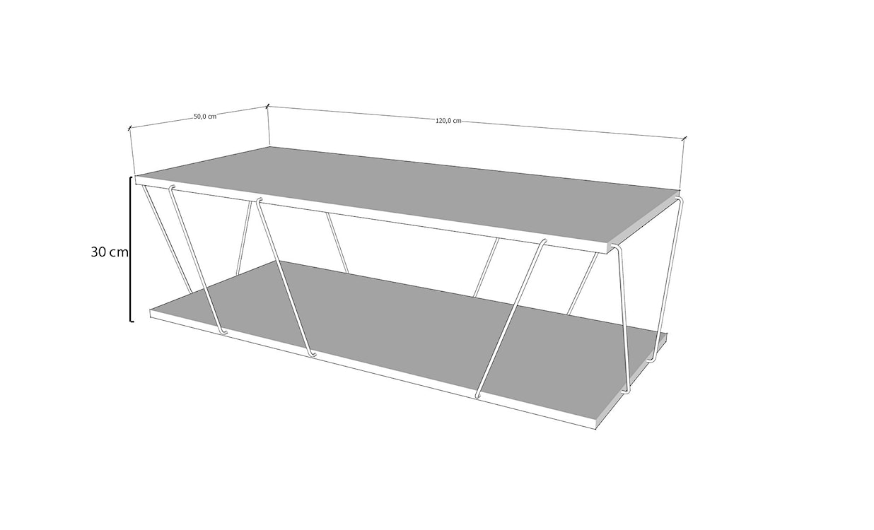 Stolik kawowy Labna z półką 50x120 cm biały  - zdjęcie 4