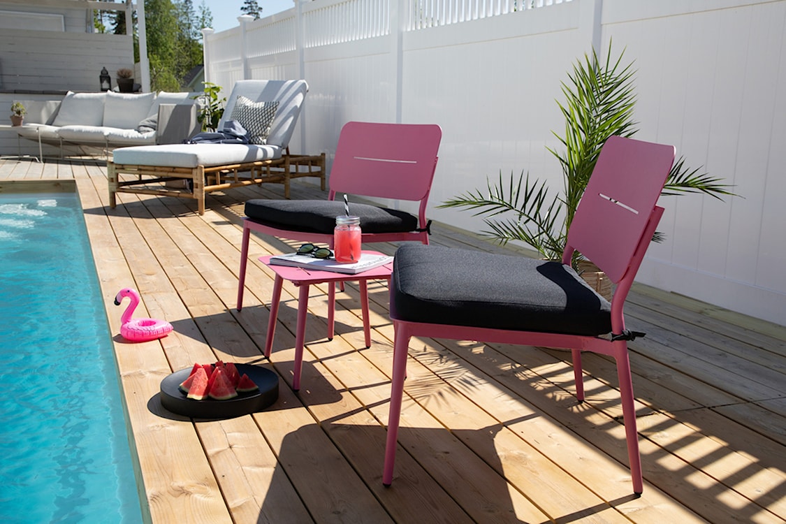 Stolik ogrodowy Sunation 40x40 cm aluminium różowy  - zdjęcie 3