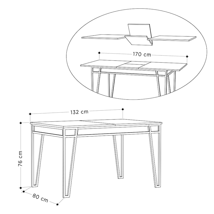 Stół rozkładany Privels 132-170x80 cm antracytowy  - zdjęcie 5