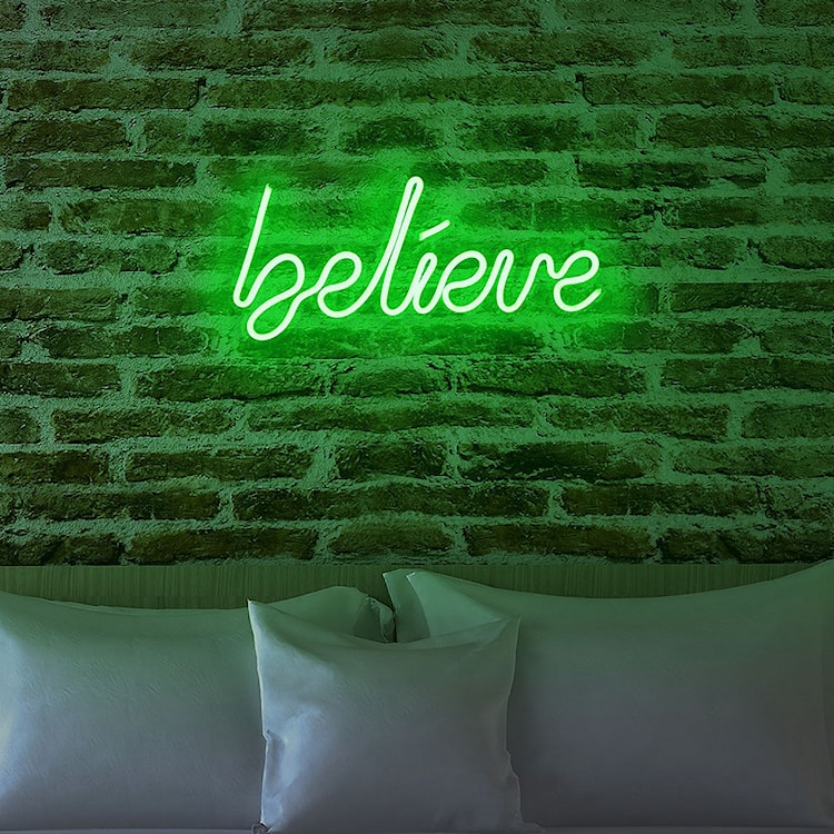 Neon na ścianę Letely z napisem Believe zielony  - zdjęcie 3
