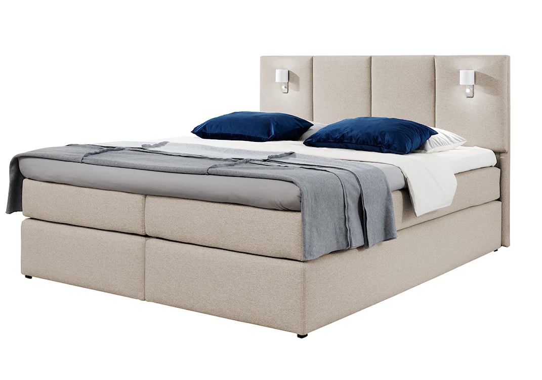 Łóżko kontynentalne Somalo 160x200 z materacem i topperem beżowe 