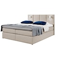Łóżko kontynentalne Somalo 160x200 z materacem i topperem beżowe