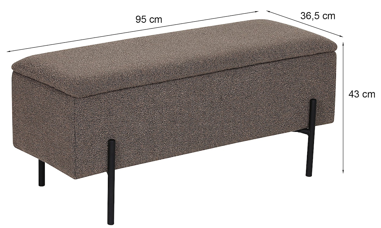 Ławka tapicerowana Bellent 95 cm brązowa ze schowkiem  - zdjęcie 8