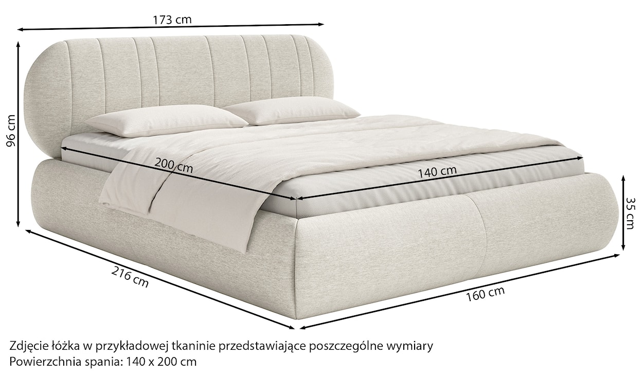 Łóżko tapicerowane 140x200 cm Asmelio kremowe plecionka  - zdjęcie 6