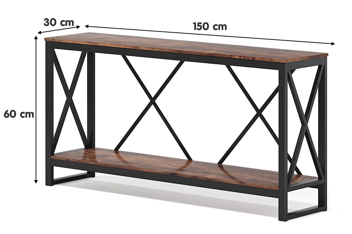 Konsola Drexcens 150x30 cm czerń i brąz  - zdjęcie 5