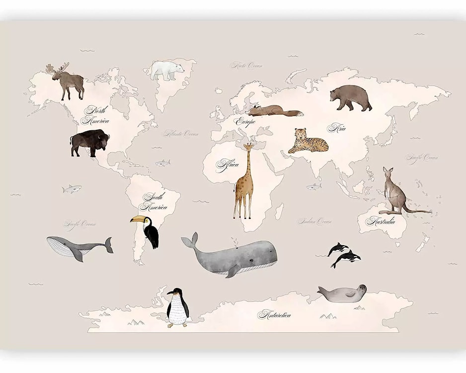 Fototapeta Mapa świata dla dzieci 350x256 cm