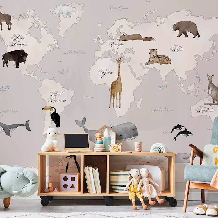 Fototapeta Mapa świata dla dzieci 350x256 cm  - zdjęcie 2