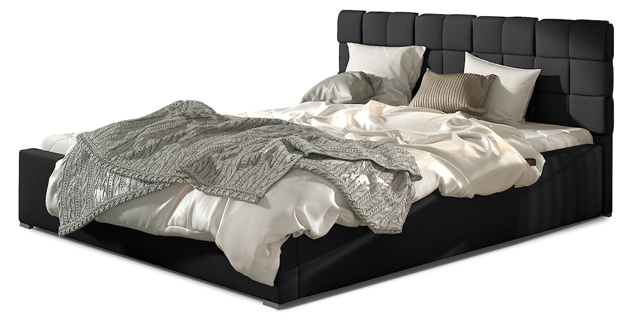 Łóżko tapicerowane Blatna 180x200 cm z pojemnikiem czarne ekoskóra