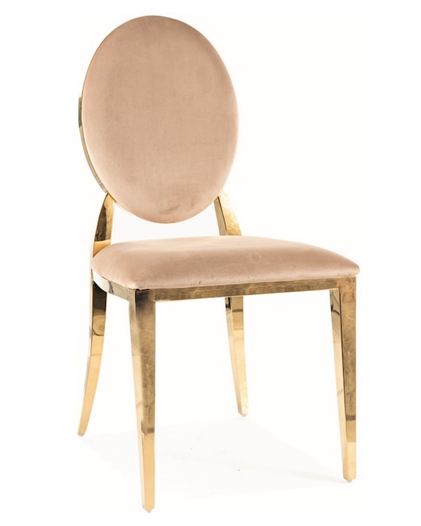 Krzesło tapicerowane Dersevie beżowy velvet/ złoty stelaż