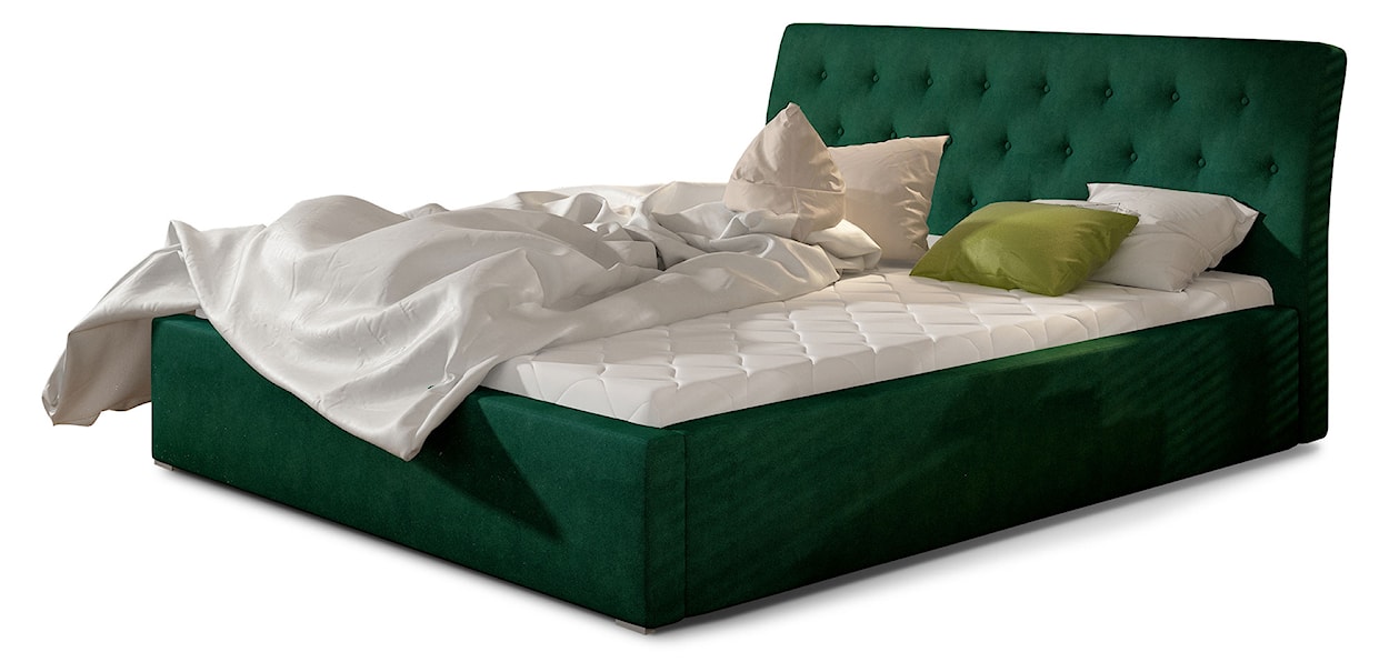 Łóżko tapicerowane Banjani 200x200 cm z pojemnikiem zielone