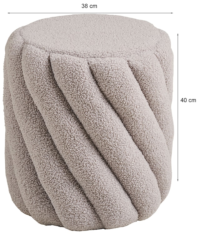 Pufa Vatiop w tkaninie typu teddy szarobeżowa  - zdjęcie 4