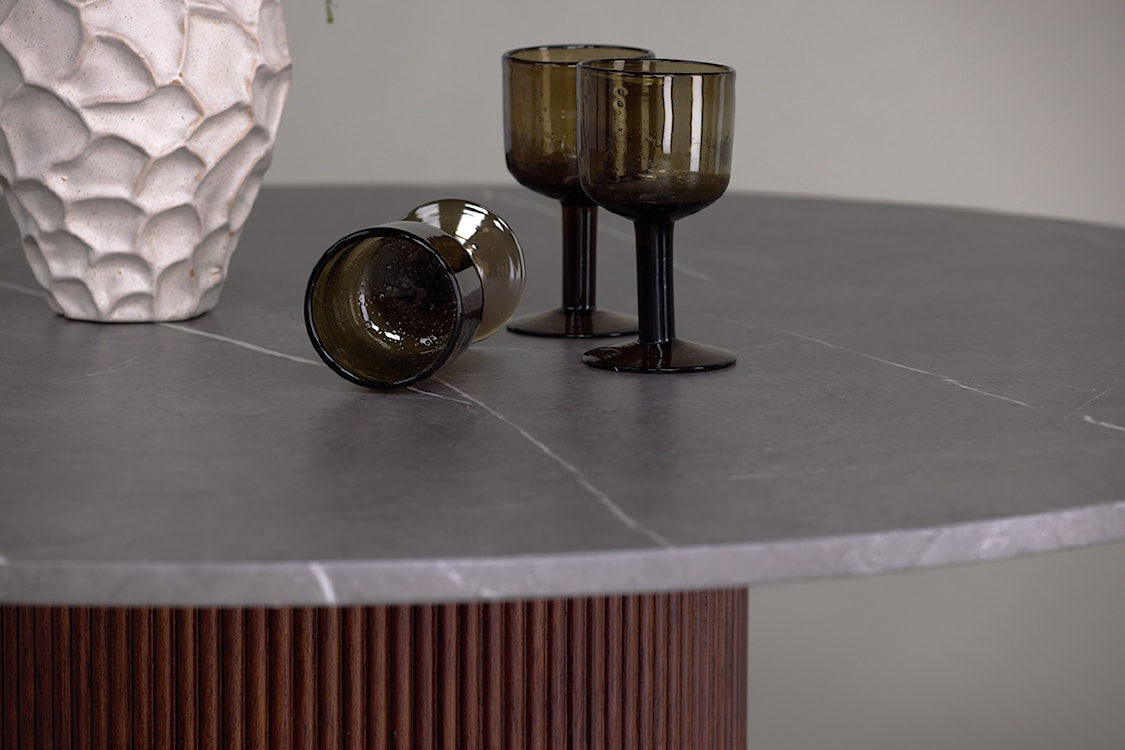 Stół do jadalni Provars okrągły średnica 120 cm szary marmur/lamele  - zdjęcie 2