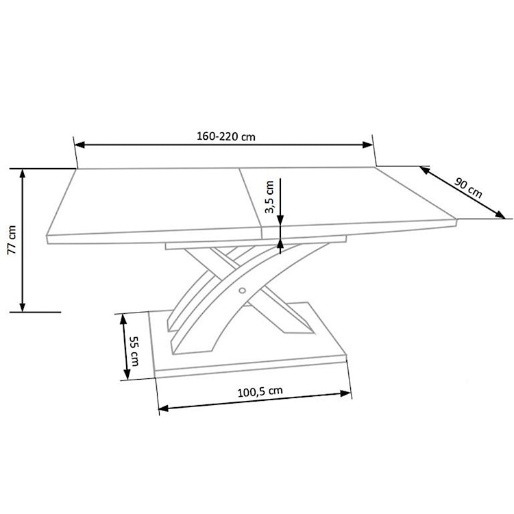 Stół rozkładany Reinosa 160-220x90 cm biały ze szklanym blatem  - zdjęcie 3