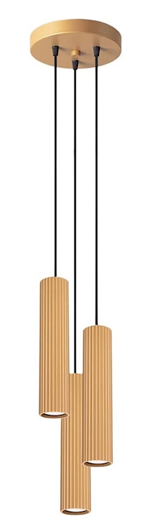 Lampa wisząca Karbon x3 złota na okrągłej podsufitce 