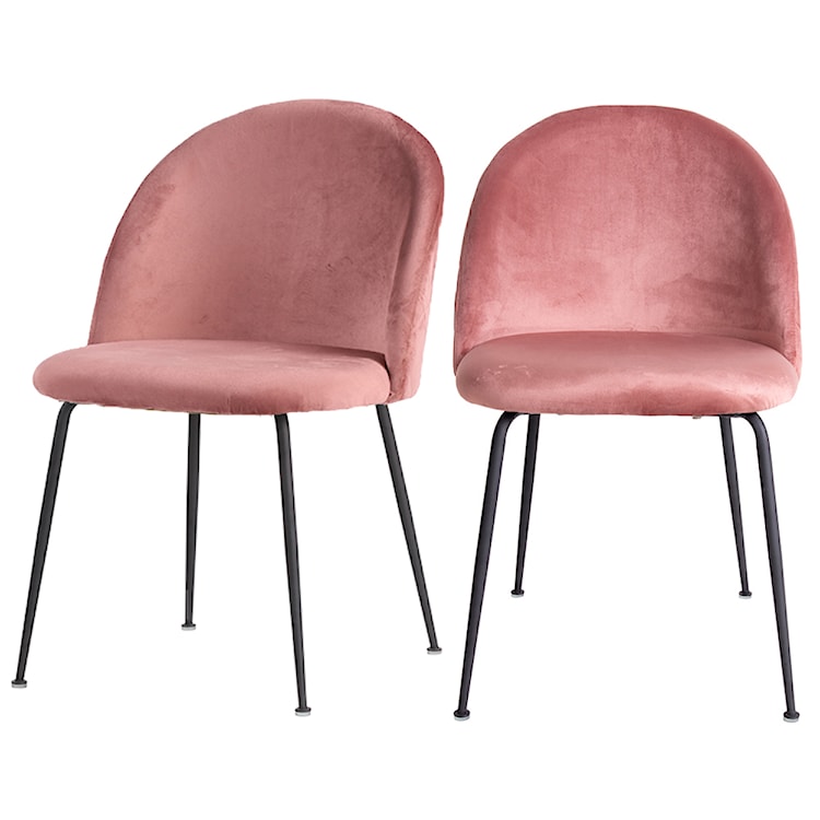 Zestaw dwóch krzeseł tapicerowanych Rallsy różowe na czarnej podstawie
