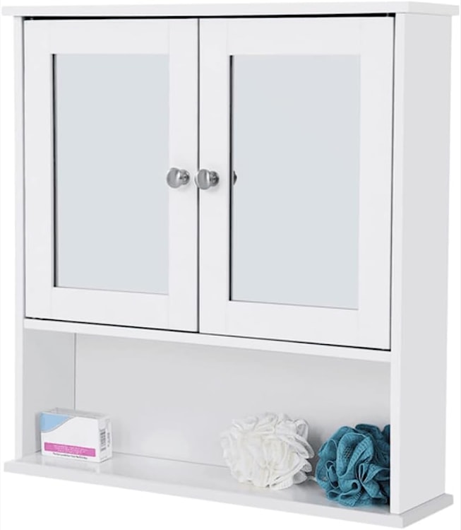 Szafka łazienkowa wisząca Muddon 56x13x58 cm z lustrem biała  - zdjęcie 6