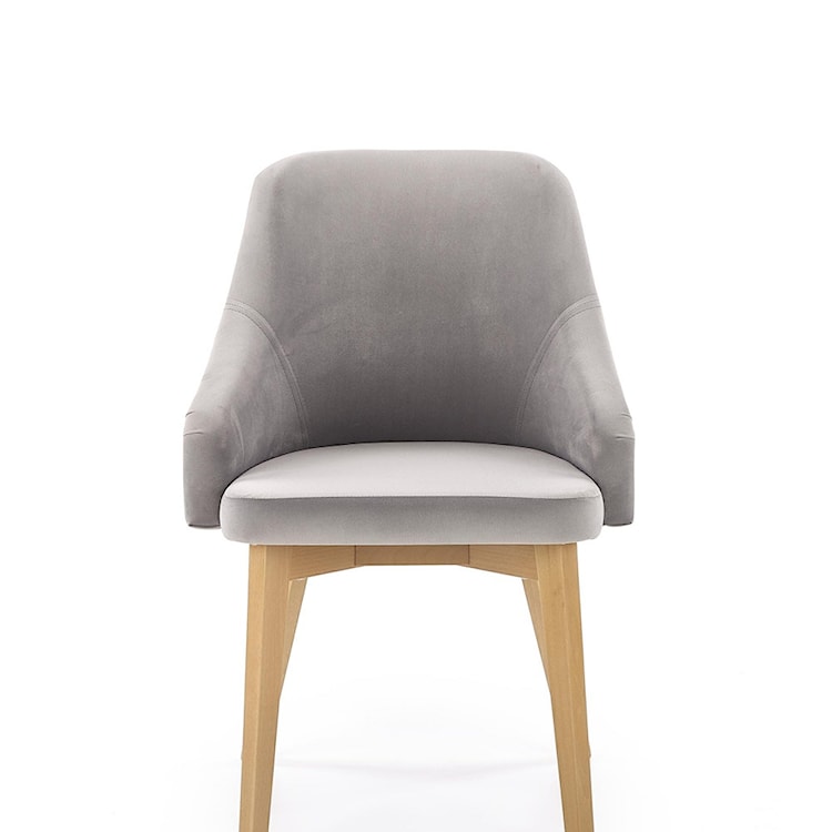 Krzesło tapicerowane Berlas szary velvet - dąb miodowy  - zdjęcie 9