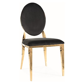 Krzesło tapicerowane Dersevie czarny velvet/ złoty stelaż